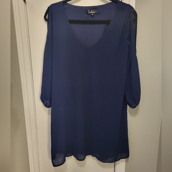 Lulus Shifting Dears Navy Blue Long Sleeve Dress Size Medium - Picture 5 of 12